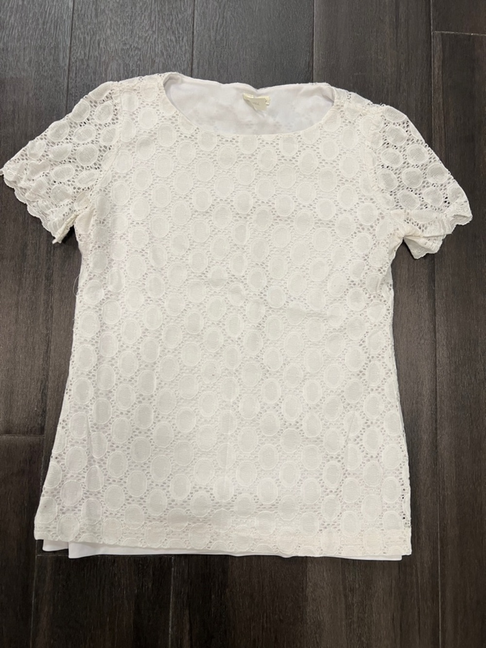 Tacera White Eyelet Lace Short-Sleeve Top